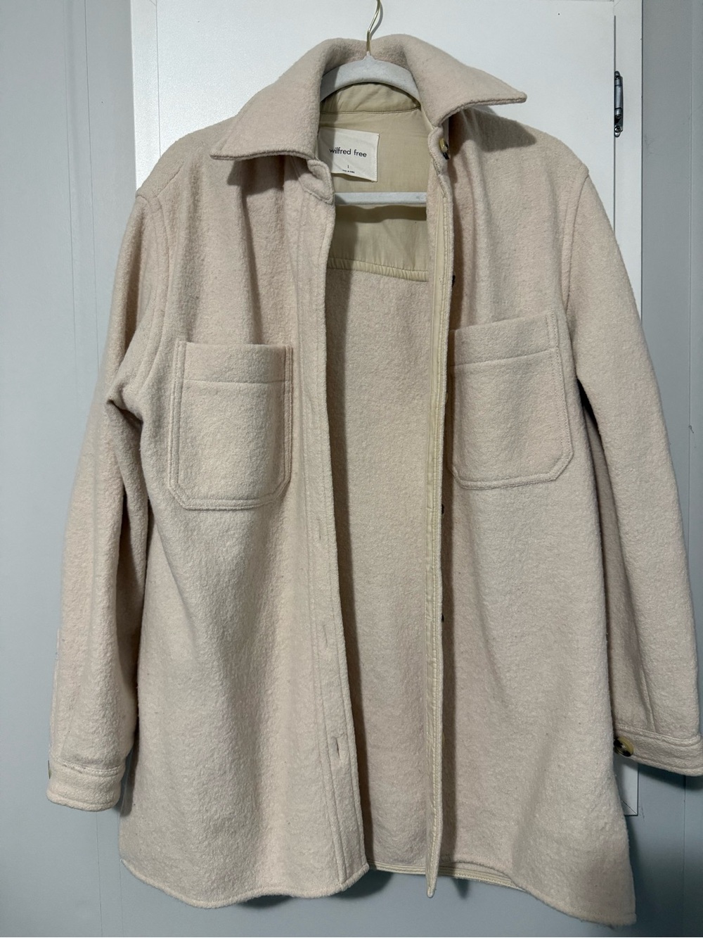 Wilfred Free Beam Merino Wool Shacket with Patch Pockets Oversized Size 1
